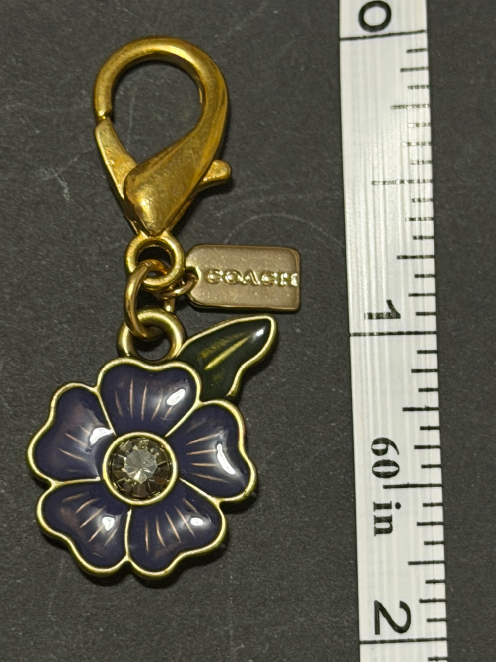 Coach Gold-Tone Purple Enamel Flower Charm